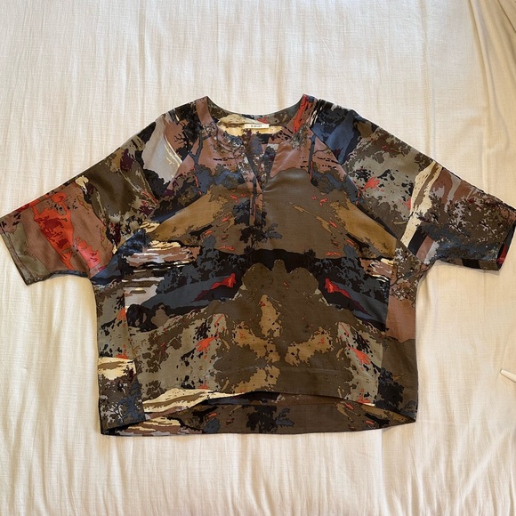 Devernois Abstract Print Silk Blouse - Picture 4 of 13